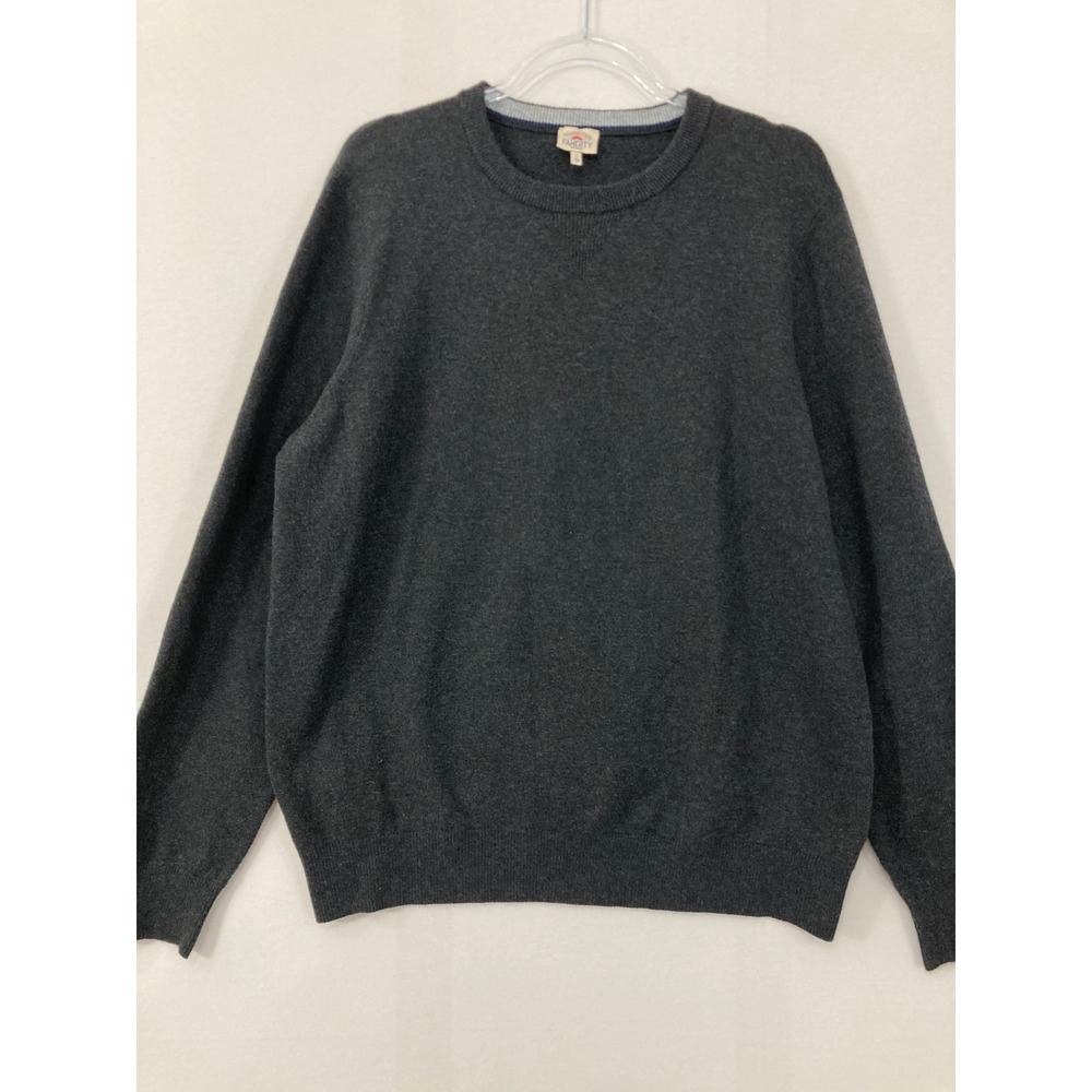 Faherty  Jackson Crewneck Sweater Large Charcoal Gray Organic Cotton Blend